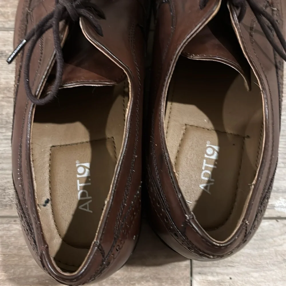 Apt. 9 Men Wingtip Brown Leather Dress Shoes Size 10.5